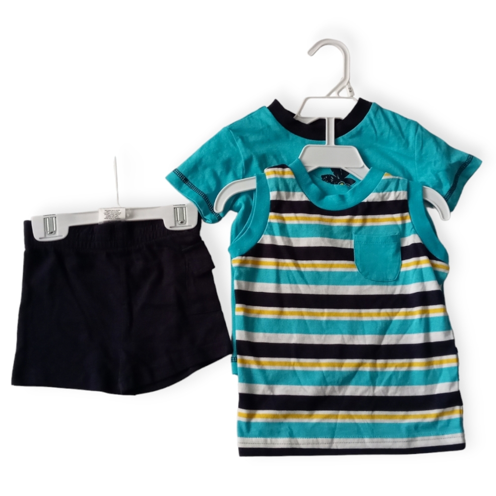NWOT -  MICK MACK LTD KIDS 3 PCS SET. SIZE 12 MONTHS. COLOR DARK BLUE,MULTICOLOR